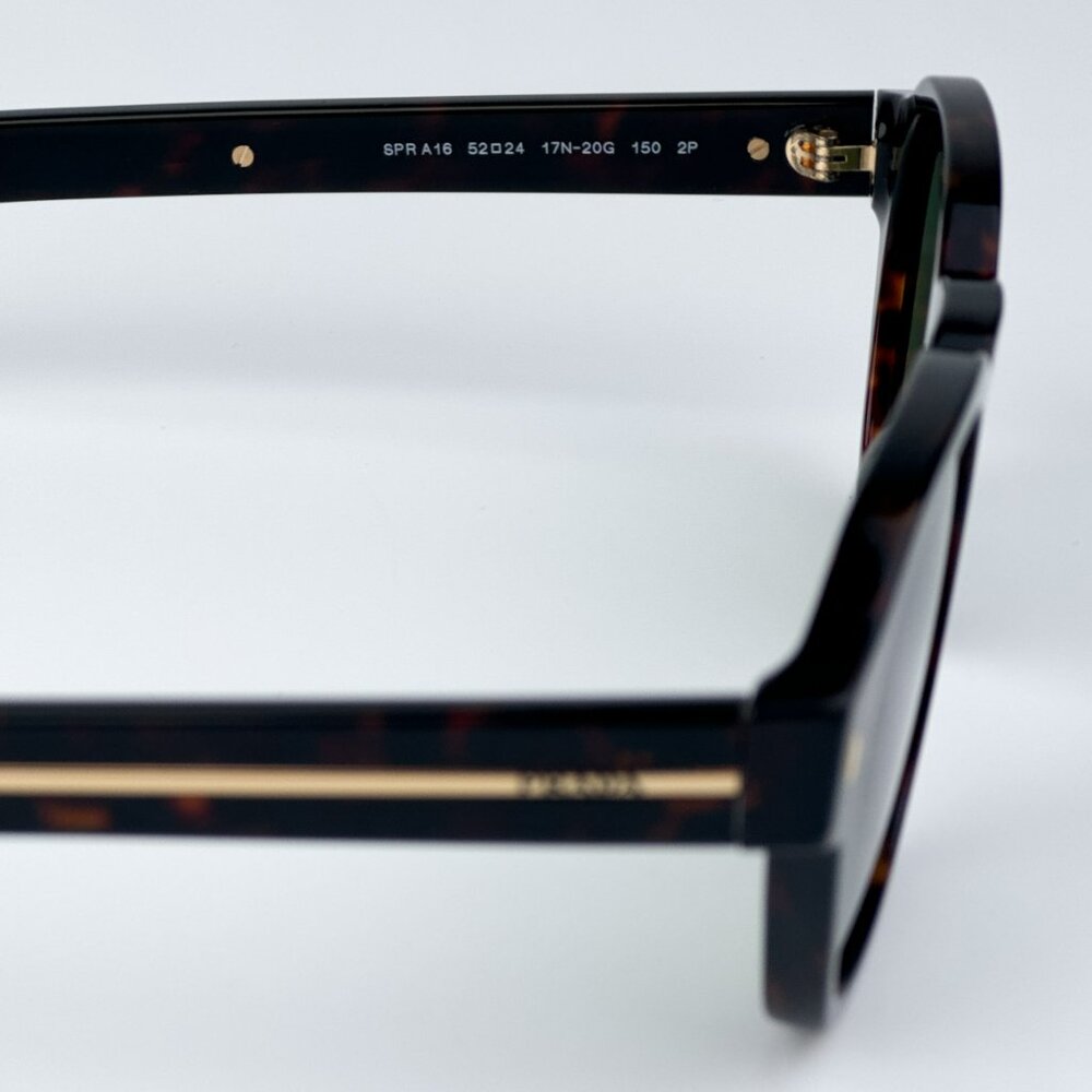 Prada PRA16S 17N20G BRAND NEW Sunglasses Radica Tortoise Polarized Green Phantos - Picture 11 of 13